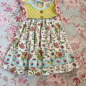 Wildflowers Yellow, Pink & Blue Floral Ruffle-Sleeve Top Dress